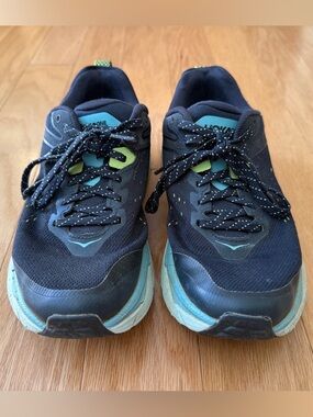 Hoka One One Challenger ATR 6 Navy w/Teal & Lime Athletic Tennis Shoes (Size 7)